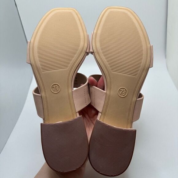 CUSHIONAIRE Women's two band low block heel slide sandal +Memory Foam 7.5 BLUSH - Picture 5 of 7